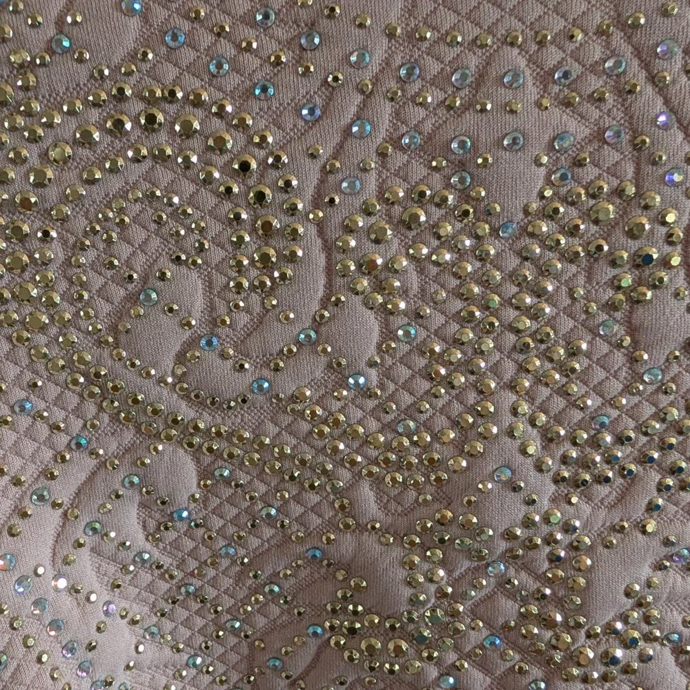 Bebe Addiction Dusty Rose Pink Bejeweled Bodycon Mini Dress Long Sleeve Size XXS - Picture 2 of 12